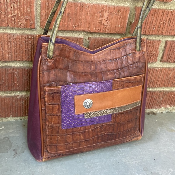 Rare James Culver Leather Croc Embossed Shoulder Bag - Picture 2 of 14